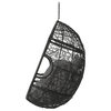 GDF Studio Kyle Outdoor Wicker Hanging Basket Chair, Black/Gray