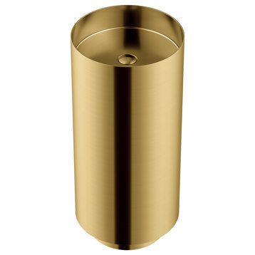 Mega Casa 2.76'' Tall Stainless Steel Circular Pedestal Bathroom Sink, Gold