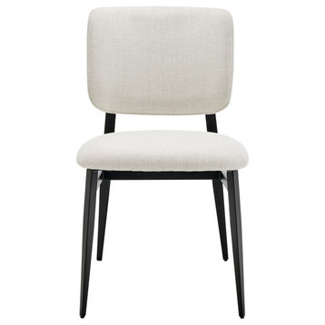 Felipe Side Chair, Beige Fabric With Black Steel Legs Set of 1