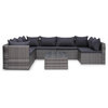 vidaXL 8-Piece Garden Lounge Set With Cushions Poly Rattan Gray