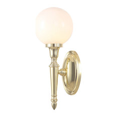 Dryden Sphere Bathroom Wall Light, Polished Brass
