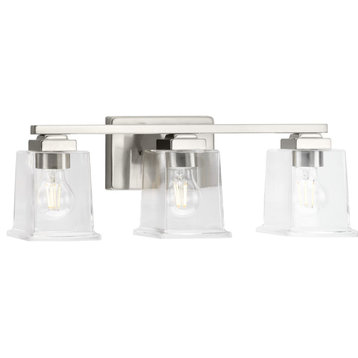 Gilmour Collection 3-Light Brushed Nickel Clear Glass Bath Vanity Light