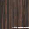 Mirrored Barn Door with Frosted Design, Wenge, Zebrano or Ebony Veneers, 36"x84" Inch, Ebony Veneer, 1x Mirror Front Side