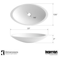 Karran Quattro QM160 Matte White Acrylic 23" Oval Bathroom Vessel Sink