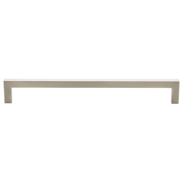 8-3/4" Screw Center Solid Square Bar Handle Pull, Satin Nickel, Set of 10