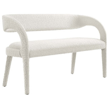 Modway Pinnacle 20" Upholstered Boucle Fabric Accent Bench in Ivory