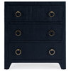 Bowery Hill Traditional Wooden Raffia 3 Drawer Chest - Navy Blue