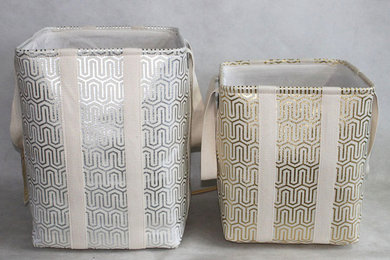 Metallic Print Storage Bins