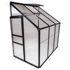 Aluminium Lean-To Greenhouse, 25 sq.ft., Sliding Door and Roof Vent, 6'x4'x7'