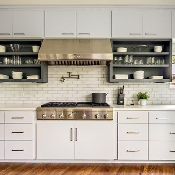 White Modern Kitchen with Open Shelving