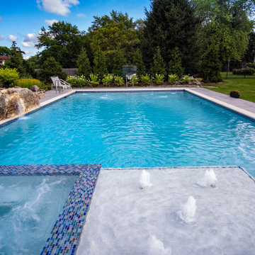 Arlington Heights, IL Swimming Pool and Hot Tub with Jump Rock