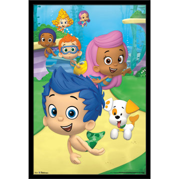 Bubble Guppies Group Poster, Black Framed Version