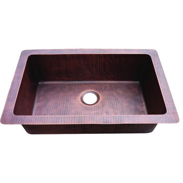 Farmhouse Copper Sink Hammered Sing Bowl - Copper