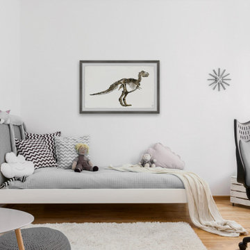 "Dinosaur Skeleton" Framed Painting Print