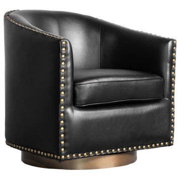 Myles Club Style Barrel Accent Armchair, Black