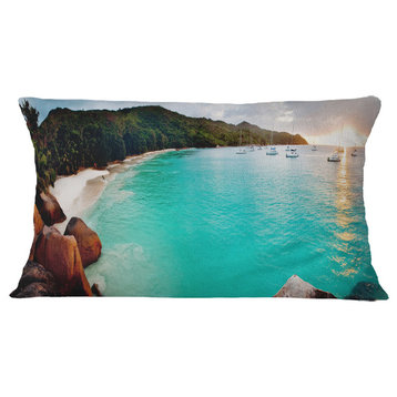 Tropical Beach With Blue Waters Seascape Throw Pillow, 12"x20"