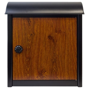 Winfield Leece Combo Locking Mailbox, Black/Wood