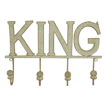 "King" Cast Iron Coat Rack, 4 Hooks