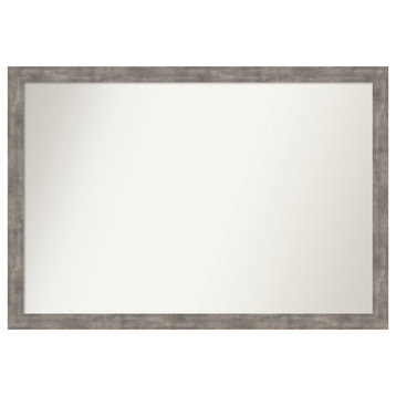 Marred Pewter Non-Beveled Wood Wall Mirror 38.5x26.5 in.
