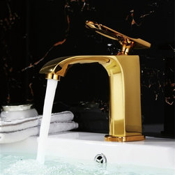 Palermo Gold Finish Waterfall Bathroom Sink Faucet - Bathroom Sink Faucets