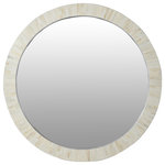 SeventhStaRetail - Edward Bone Inlay Round Mirror, 34" - Featuring a faux bone inlay design, this Round mirror adds a touch of uniqueness and style to your voyage-style decor. The intricate handcrafted design of this mirror makes it an ideal statement piece in your bedroom or living room.