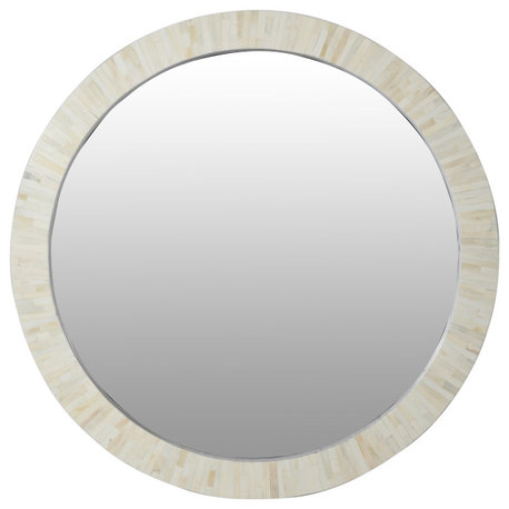 Edward Bone Inlay Round Mirror, 34"