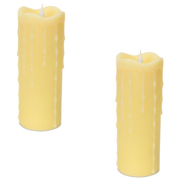 Simplux Led Dripping Candle With Moving Flame, 2-Piece Set, 3"Dx7"H