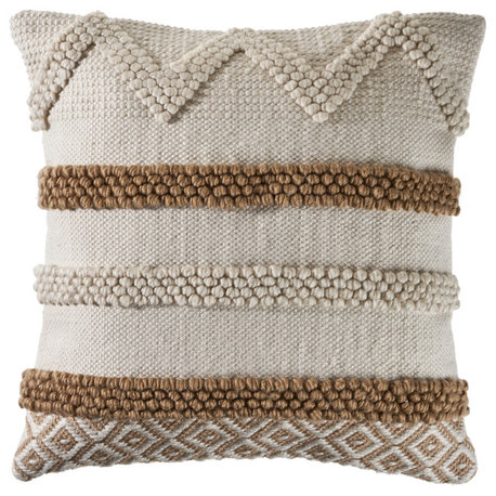 Neutral Textured Color Block Throw Pillow