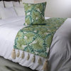 Green King 90"x18" Bed Runner, Linen Bed Throws, Tropical Feeling