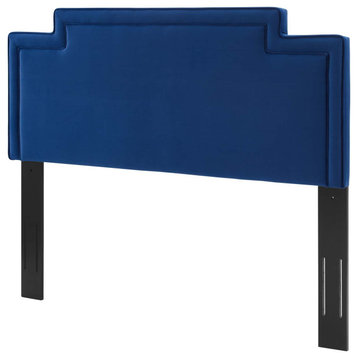 Headboard, Twin Size, Blue Navy, Velvet, French, Mid Century Guest Suite