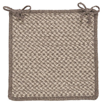 Natural Wool Houndstooth, Latte Chair Pad, Set of 4