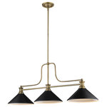 Z-Lite - Melange 3 Light Chandelier in Heritage Brass with Matte Black Shade - Welcome a hint of vintage-inspired charm into a modern industrial motif with this stunning three-light ceiling light. Sleek dark shades meet thinly curved lines in heritage brass.&nbsp