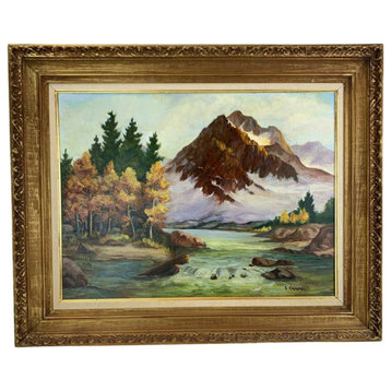 Campbell Landscape Original Oil Painting On Canvas Country Mountain Lake