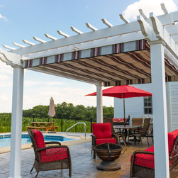 Poolside Pergola with Retractable Shade Canopy/Awning - Pergolas
