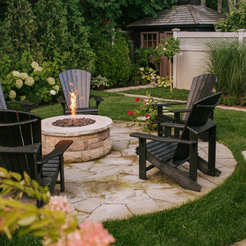 Natural Stone Patio with Fireplace
