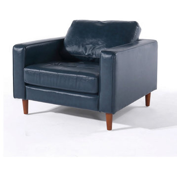 Cosmic Modern Contemporary Leather Armchair, Blue, Arm Chair