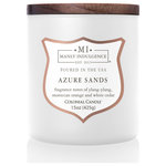MVP Group International Inc. - Manly Indulgence Azure Sands Scented Jar Candle, Signature, 15 oz - Classic masculine fragrances fuse with unexpected ingredients for a truly gender free experience.Azure Sands is championed by the finest sandalwood, giving a fragrance that is both spicy and creamy at the same time. Imagine yourself surrounded by rich red canyons and sun kissed sands.Azure Sands is a taste of warm refinement. Featuring smooth sandalwood with a hint of spicy cedar, Azure Sands will transport you to hot baked desert sands with endless blue skies. Hints of sweet pineapple and coconut add an element of creaminess.The Signature Collection by Manly Indulgence is inspired by traditionally masculine fragrances that combine with fresh, organic elements. This collection explores both edgy and soft aromas for different personalities.  Featuring wooden wicks and matching wooden lids, the Signature collection is as unique as you are.