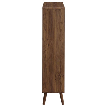 Wood Grain Bookcase - 5 Shelf, Sturdy Particleboard, Contemporary Design, Easy A