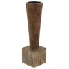 Wood, 13", Geometric Candle Holder, Brown