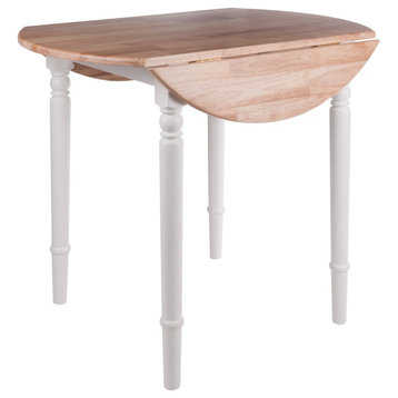 Sorella Round Drop Leaf Table, Natural And White
