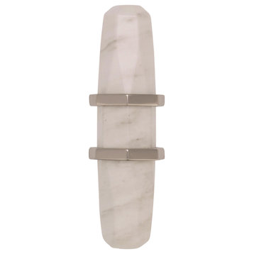 Carrione 2-1/2" Length Cabinet Knob, Marble White/Polished Nickel�