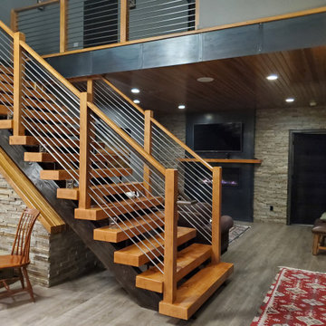 Copper Ledge Natural Stone Veneer Drystack Interior Stairwell Accent Wall