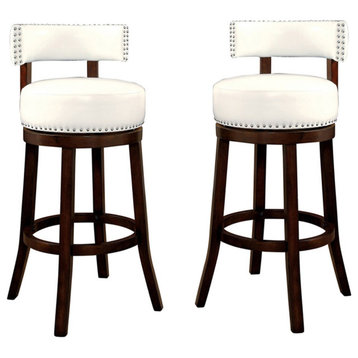 Furniture of America Tendel Faux Leather 29-inch Bar Stool in White (Set of 2)