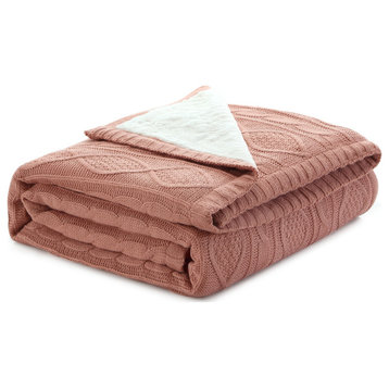 Jabral Cable Knit Throw 50"x60", Blush