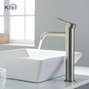 Circular Brass Single Handle Bathroom Faucet KBF1009, Brush Nickel, With Drain