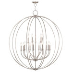 Livex Lighting - Milania, Brushed Nickel Foyer Chandelier, Brushed Nickel - Add fresh style to an entryway or any high ceiling. Clean, elegant curves define this handsome pendant design. Inspired by classic cottage and continental style lighting, it comes in an brushed nickel finish on the orb shaped frame and canopy.