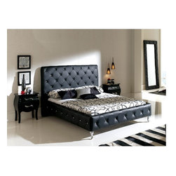 Nelly Platform Bed | Black Leather - Platform Beds