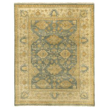 Ordu Antique-Style Woven Oushak Rug, Gold and Silver, 12'x15'
