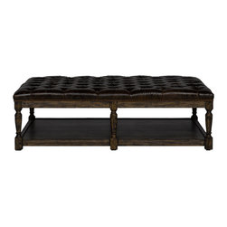 Bensington Tufted Leather Coffee Ottoman - Footstools And Ottomans