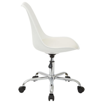 Emerson Student Office Chair With Pneumatic Chrome Base, White